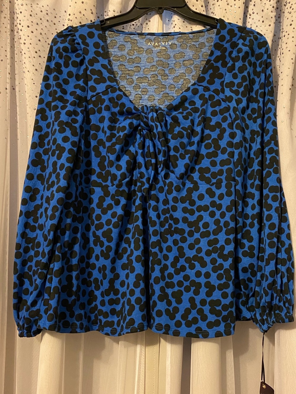 AVA & VIV NWT SIZE 1X BLUE WITH BLACK DOTS TOP